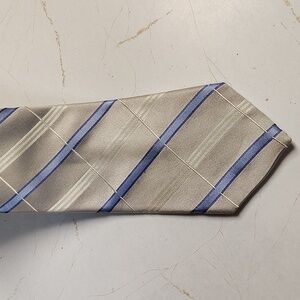 City Of London Diagonal Stripes 100% Imported Silk Blue Gray